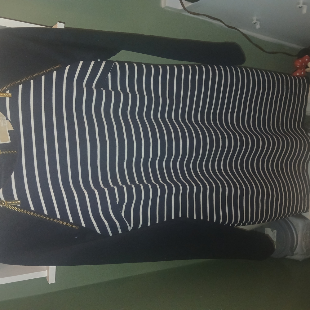 MICHAEL Michael Kors Navy and White Striped Long Sleeve Dress